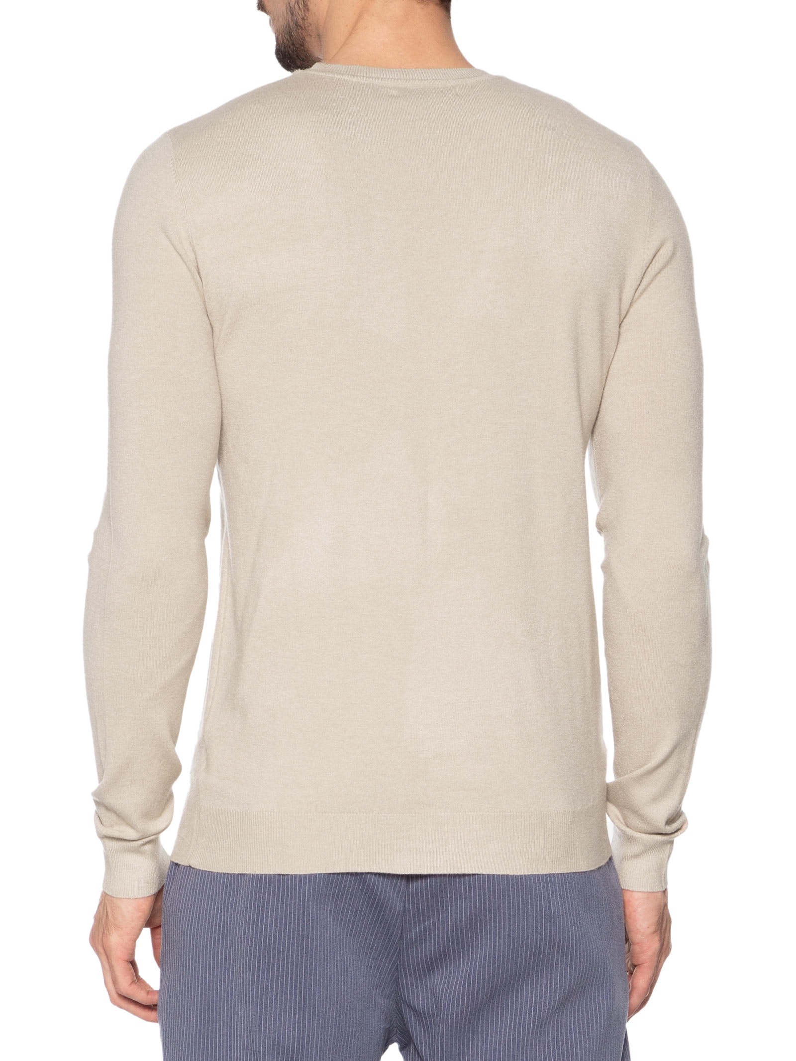 Suéter Masculino Gola Redonda Toque Macio Bege '2 Essential