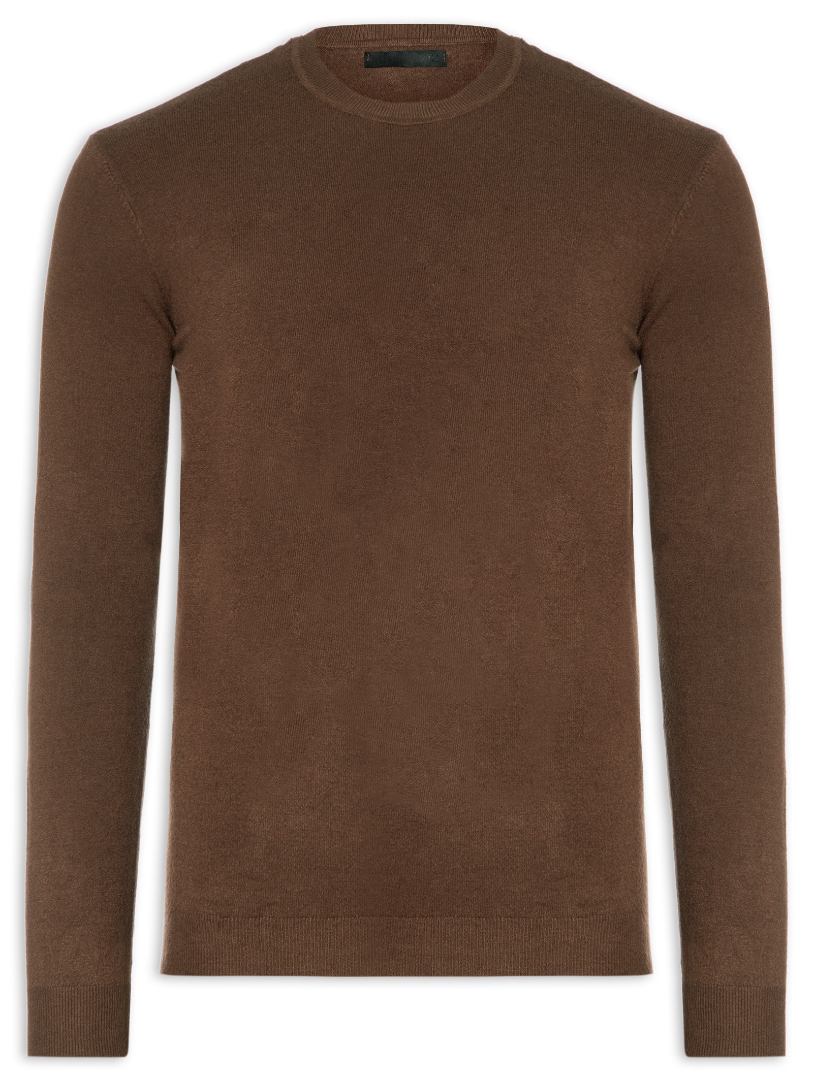 Suéter Masculino Gola Redonda Toque Macio Marrom '2 Essential