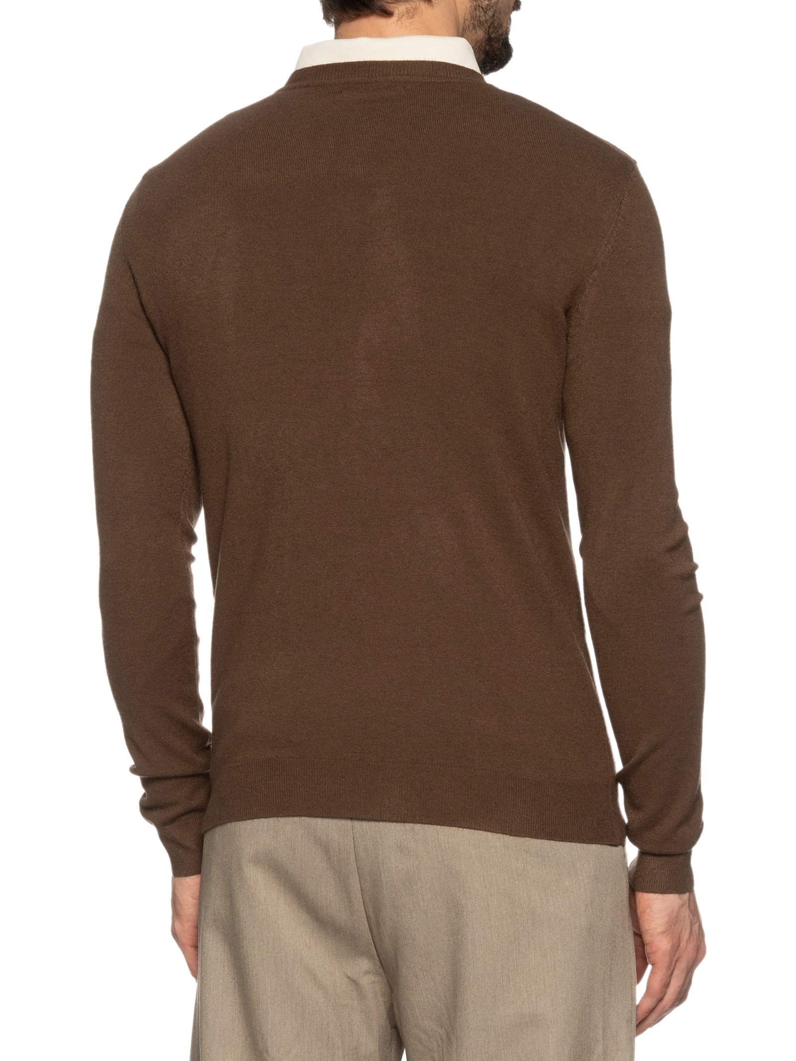 Suéter Masculino Gola Redonda Toque Macio Marrom '2 Essential