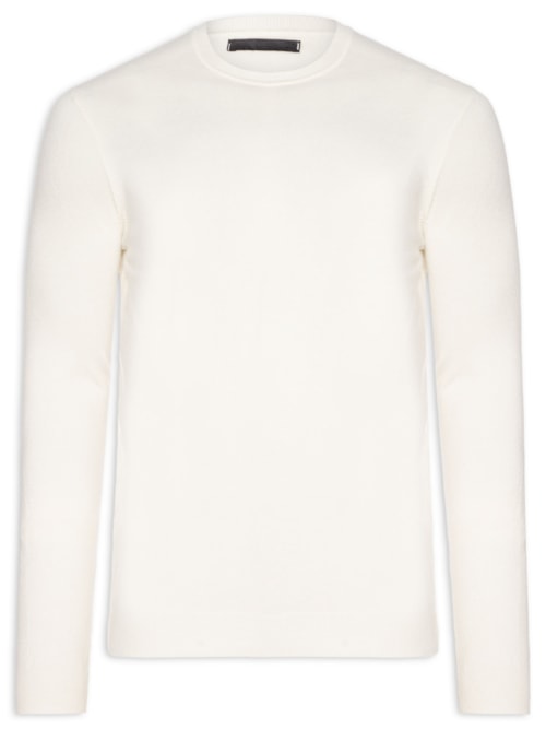 Suéter Masculino Gola Redonda Toque Macio – Off White