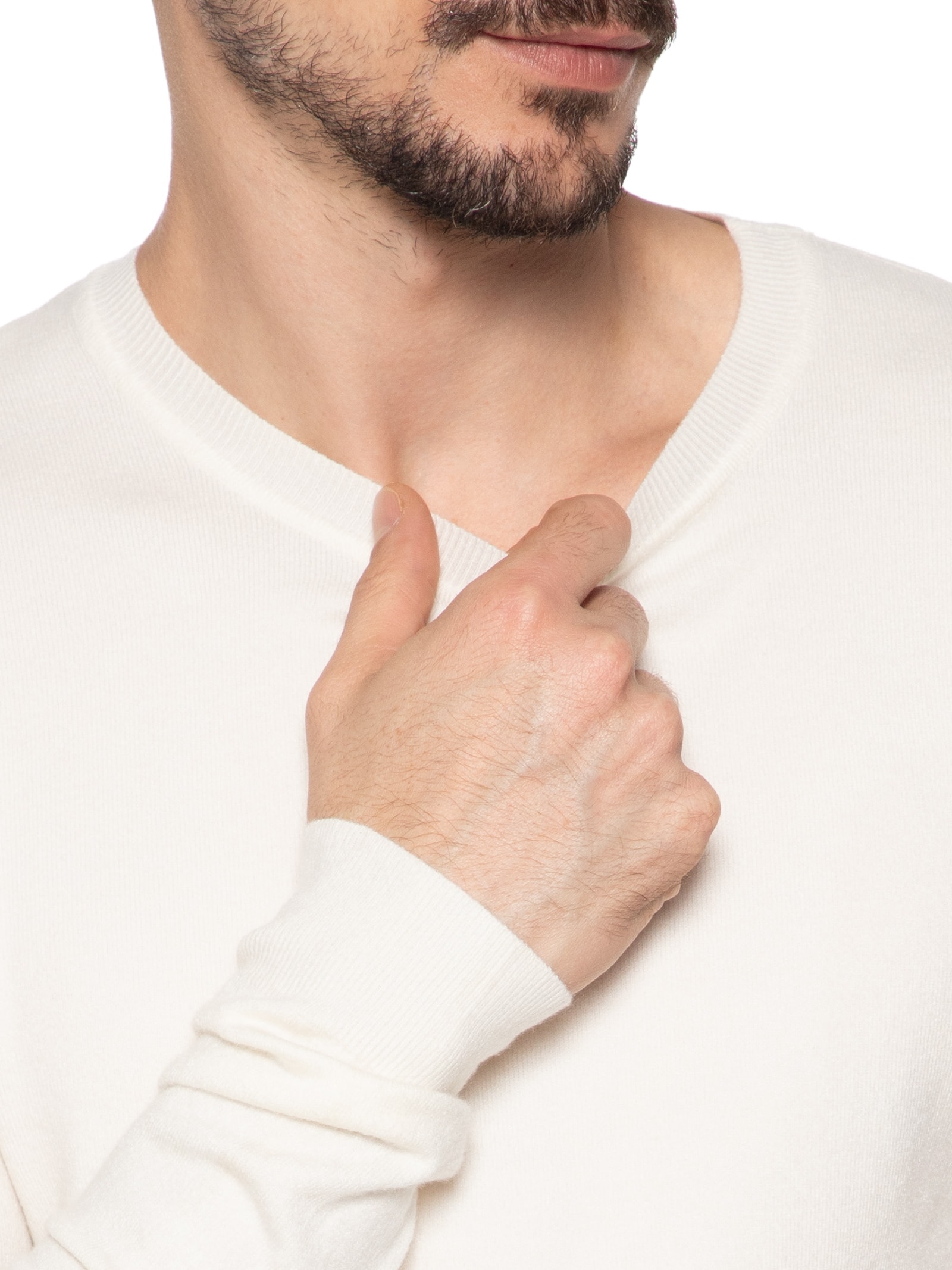 Suéter Masculino Gola Redonda Toque Macio Off White '2 Essential