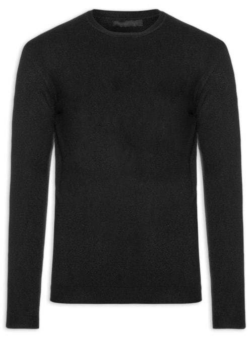 Suéter Masculino Gola Redonda Toque Macio – Preto
