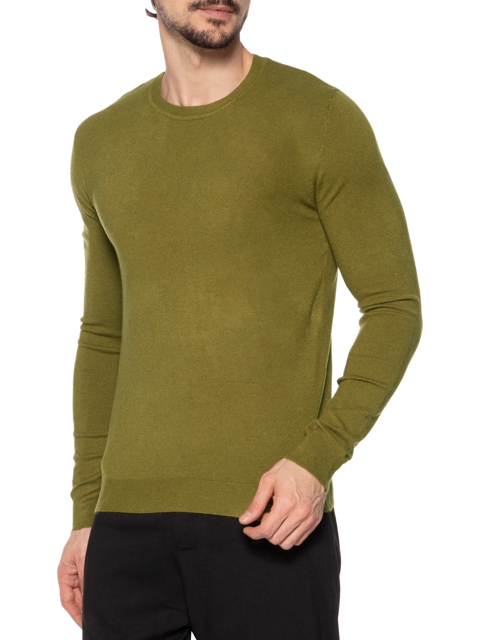 Suéter Masculino Gola Redonda Toque Macio Verde '2 Essential