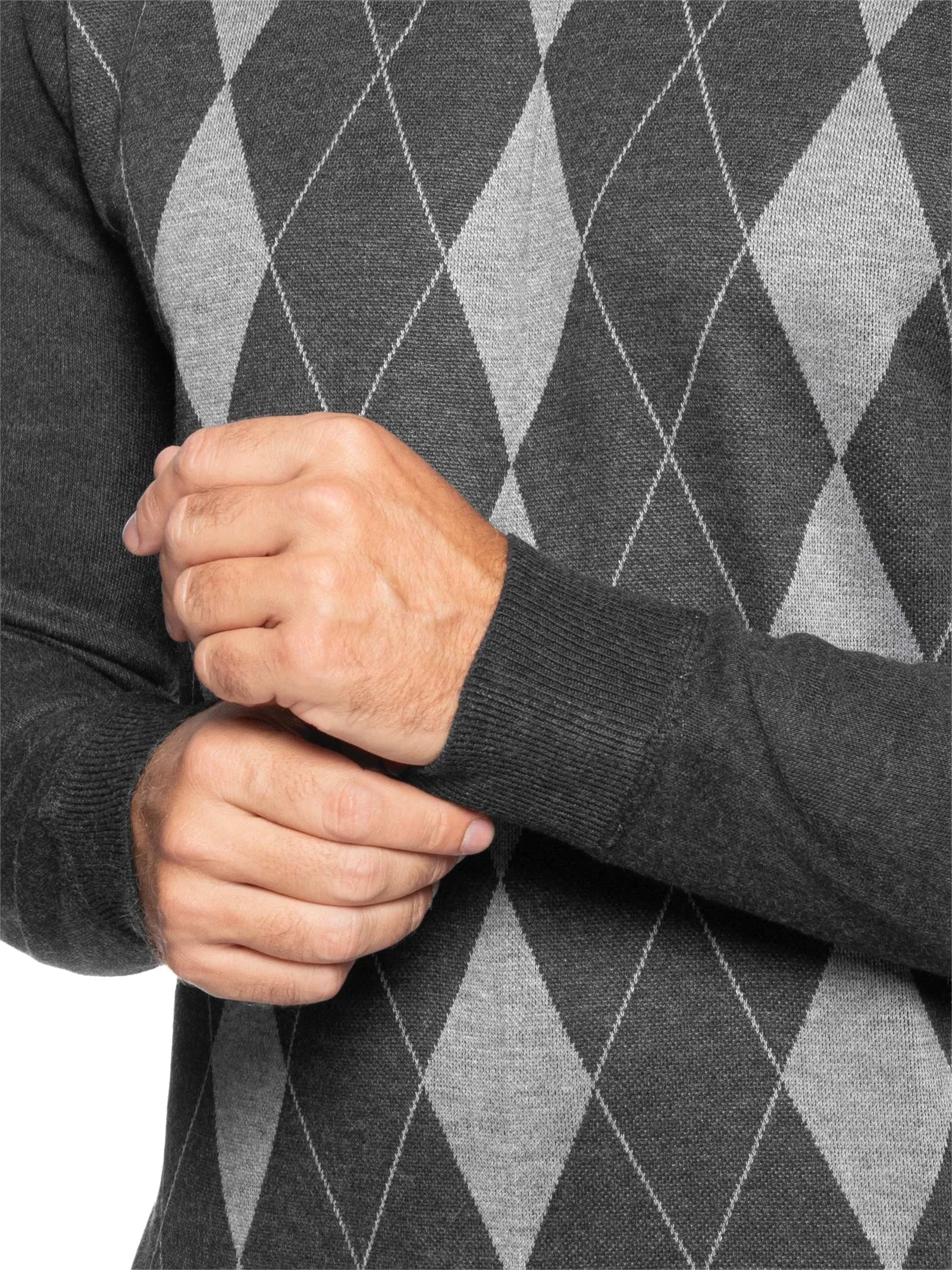 Suéter Masculino Gola Redonda Xadrez Argyle Preto '2 Essential