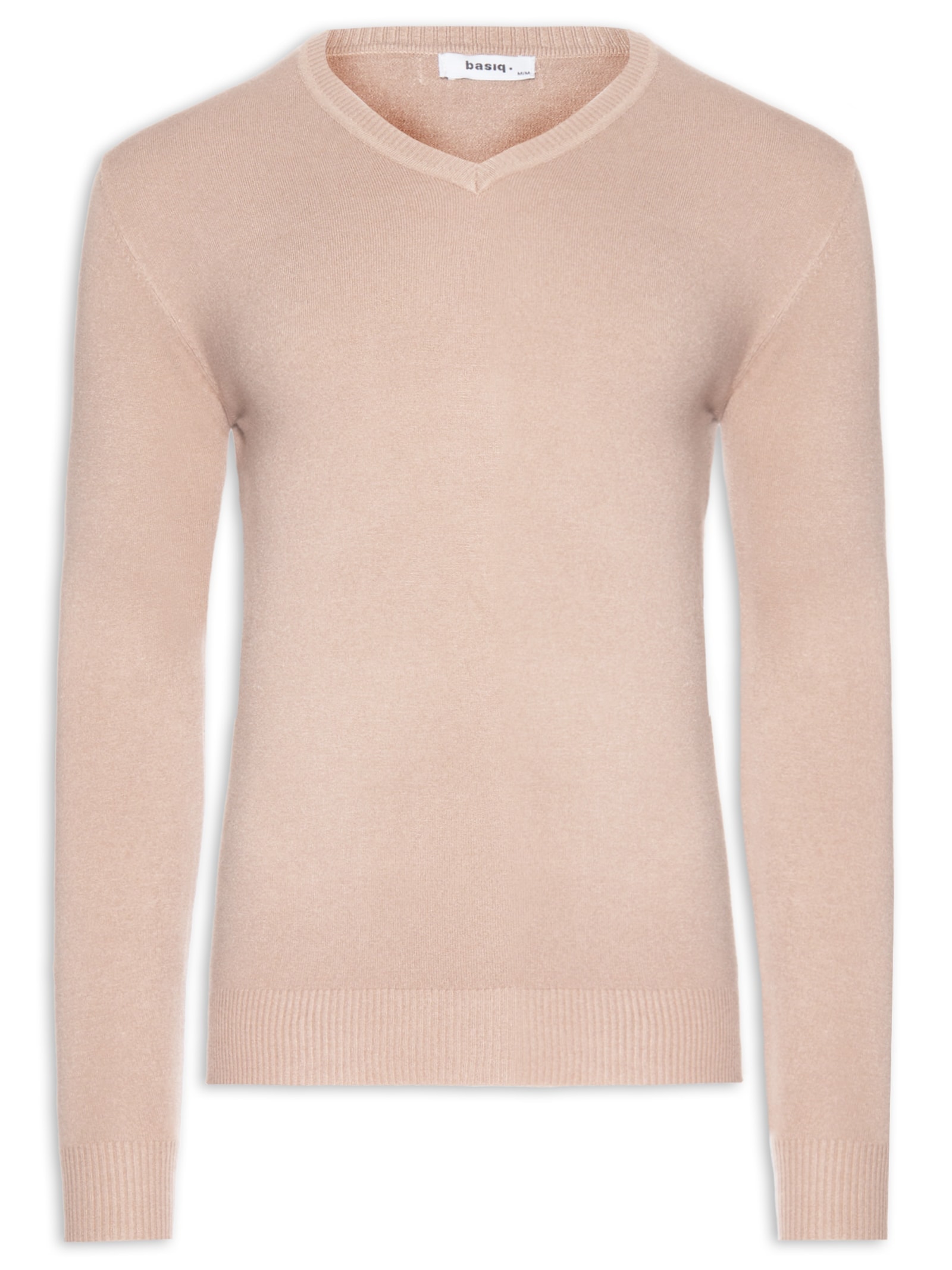 Suéter Masculino Gola V Basico Colors Bege Basiq Men
