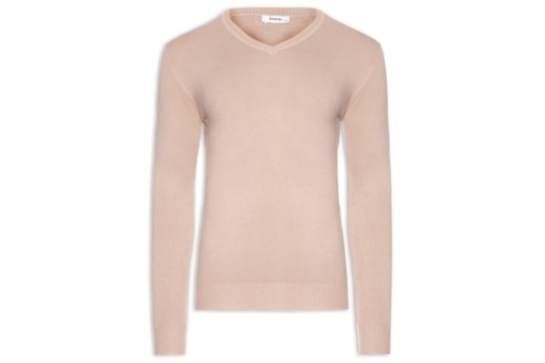 Suéter Masculino Gola V Basico Colors - Bege