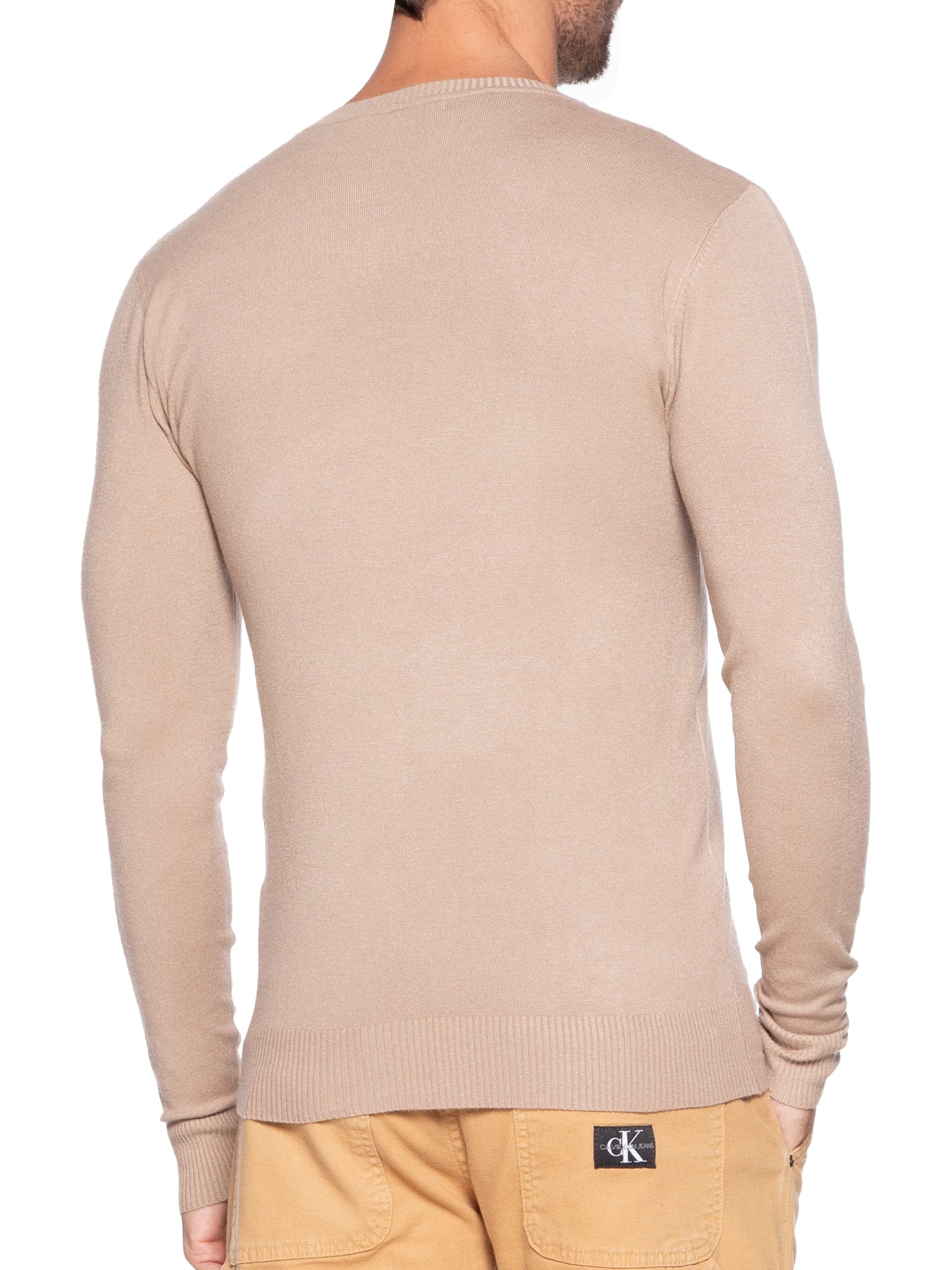 Suéter Masculino Gola V Basico Colors Bege Basiq Men