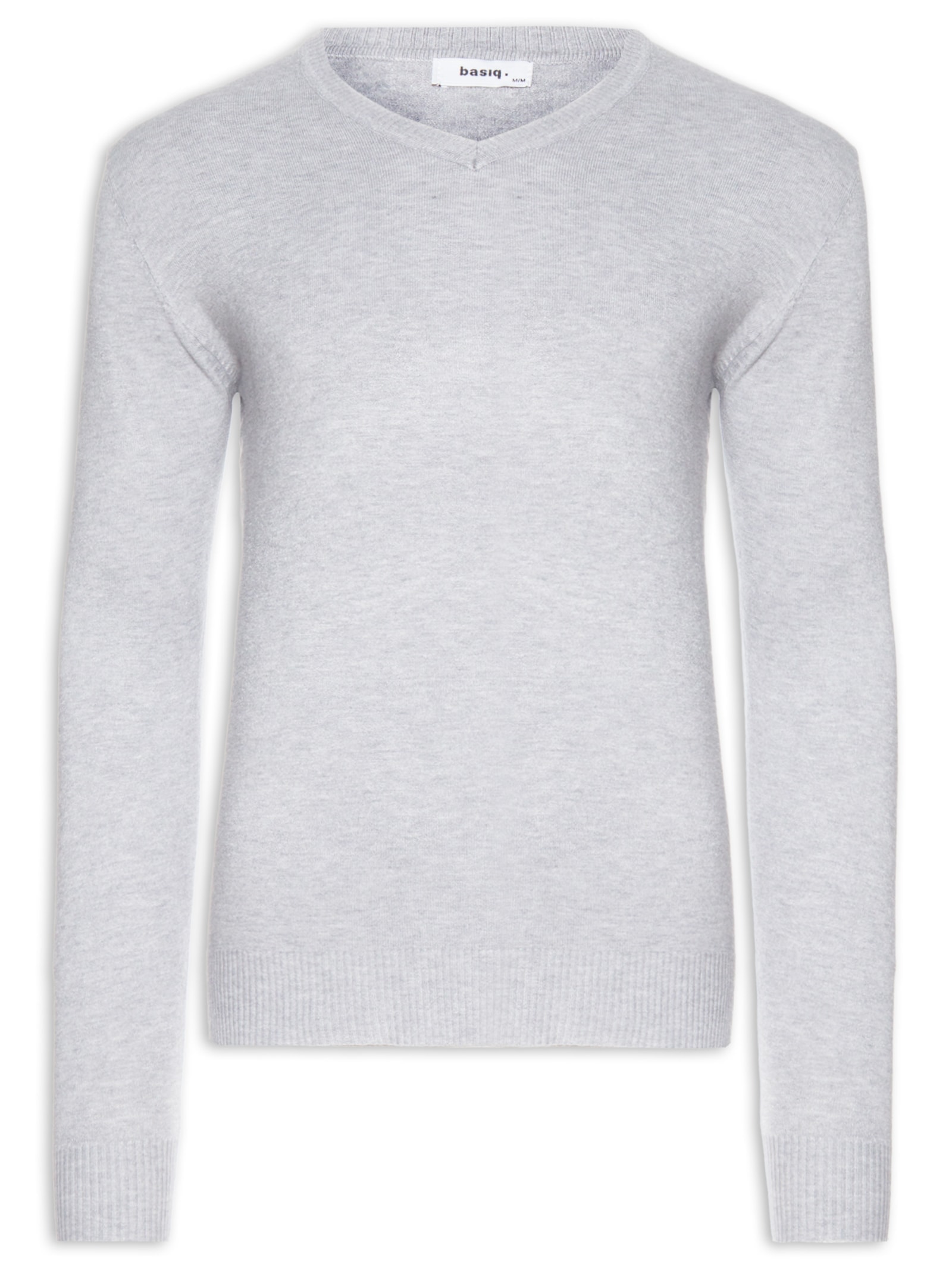 Suéter Masculino Gola V Basico Colors Cinza Basiq Men