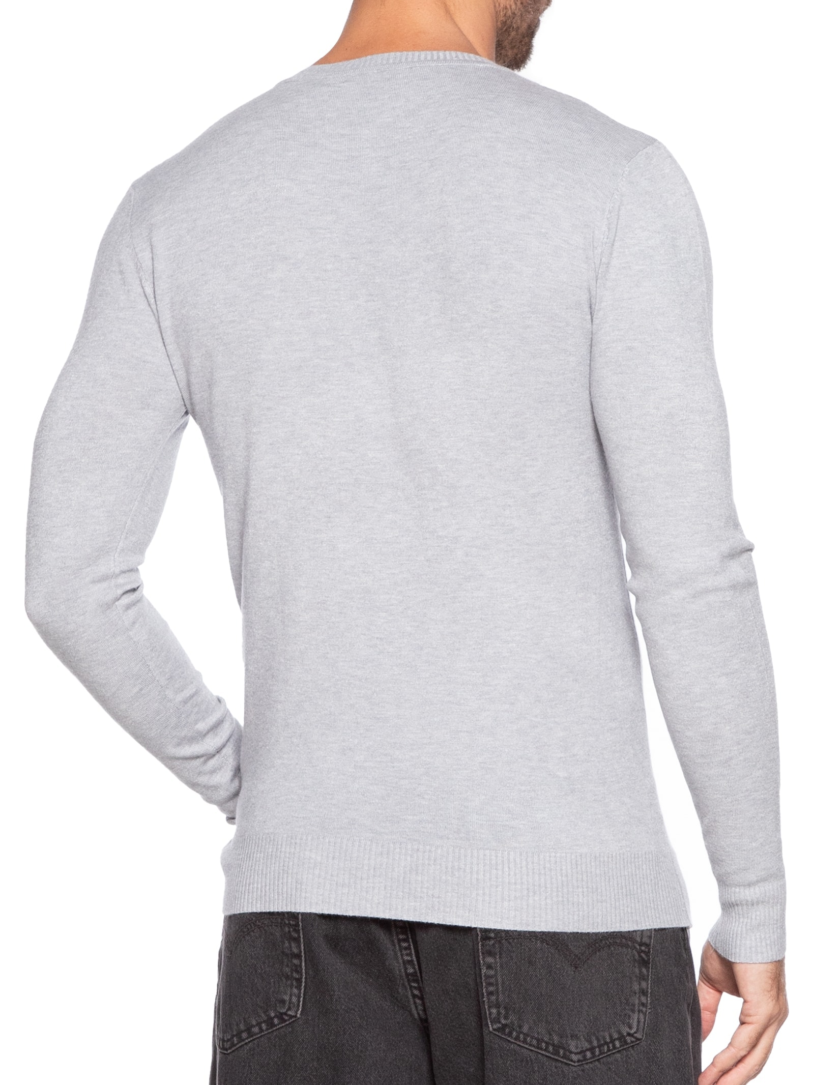 Suéter Masculino Gola V Basico Colors Cinza Basiq Men