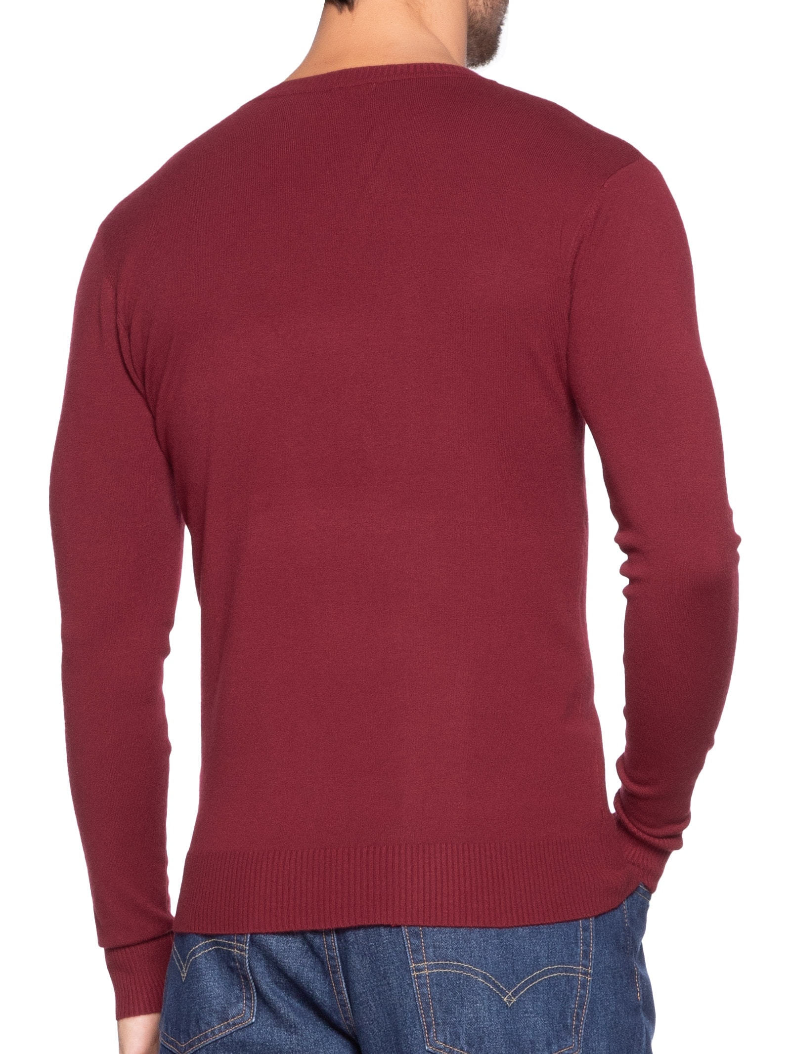 Suéter Masculino Gola V Basico Colors Vermelho Basiq Men