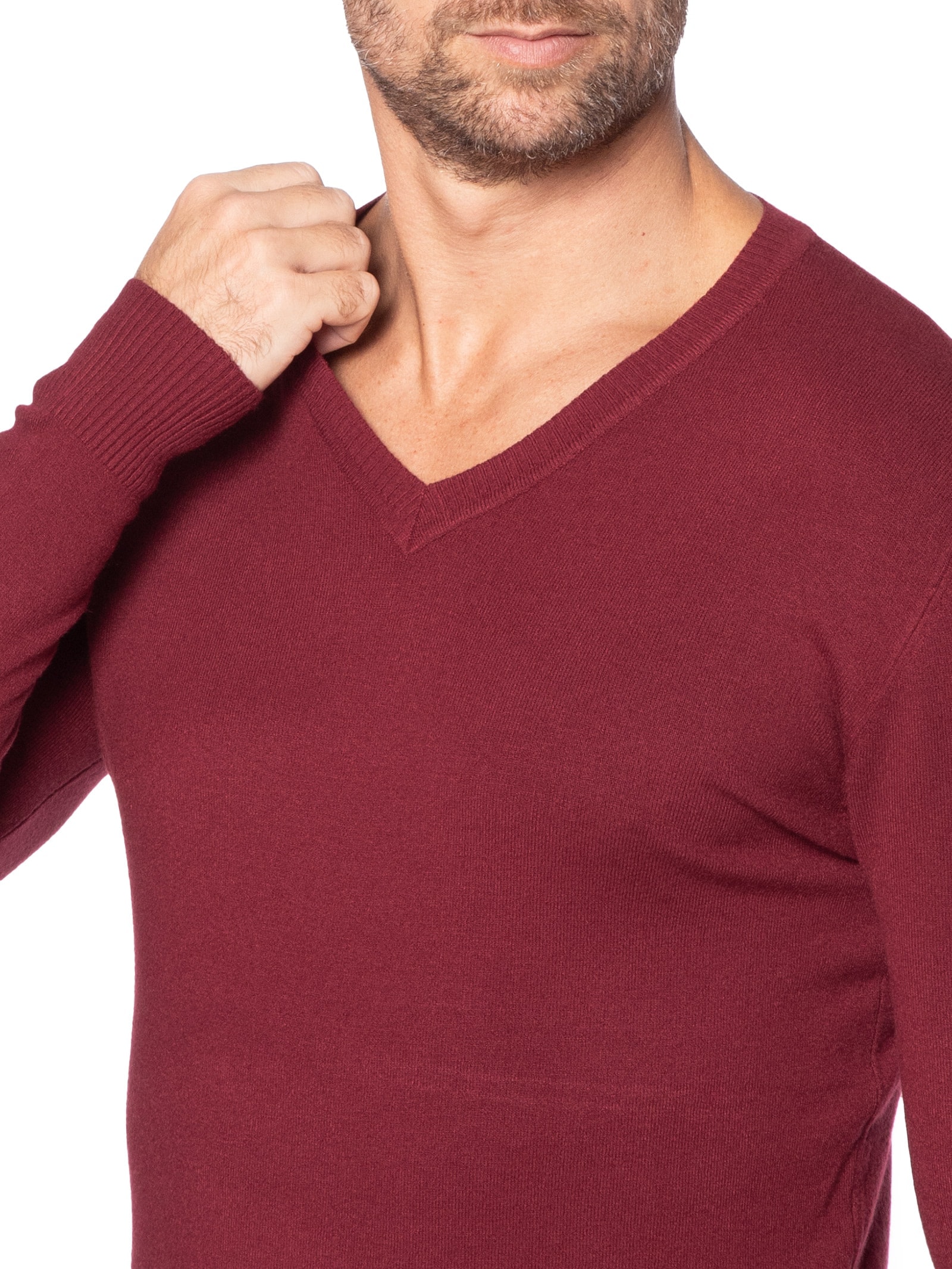 Suéter Masculino Gola V Basico Colors Vermelho Basiq Men