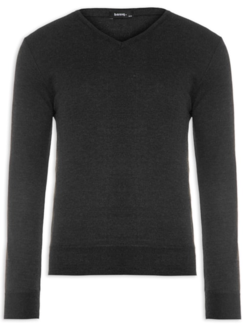 Suéter Masculino Gola V Básico – Preto