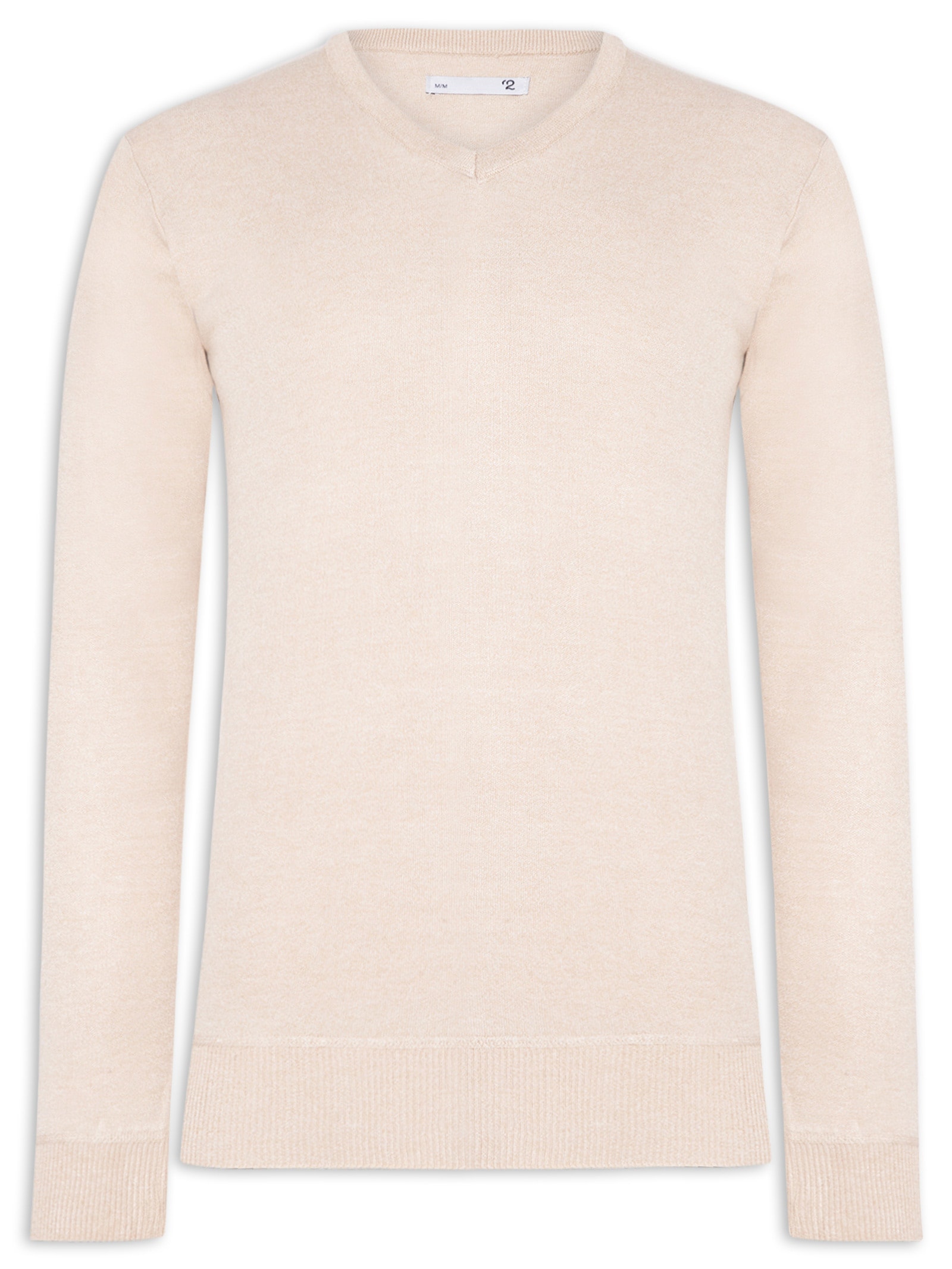 Suéter Masculino Gola V Bege '2 Essential