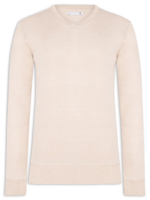 Suéter Masculino Gola V – Bege