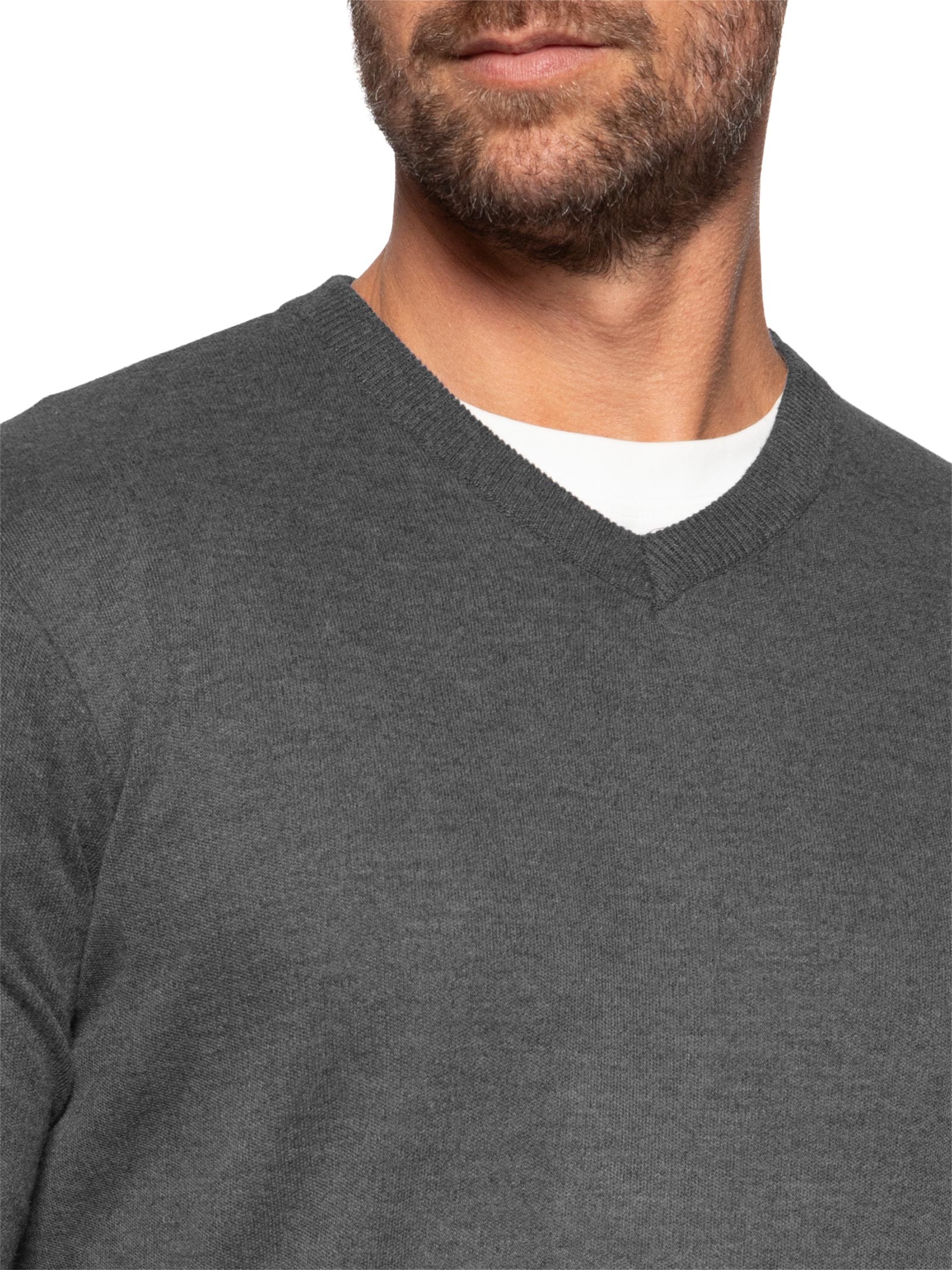 Suéter Masculino Gola V Casual Cinza '2 Essential