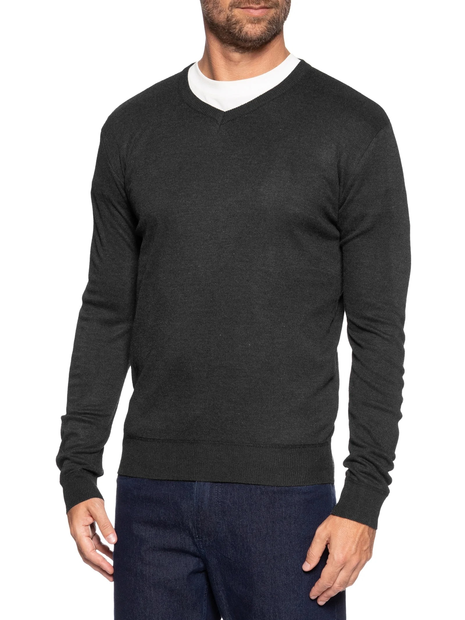 Suéter Masculino Gola V Casual Preto '2 Essential