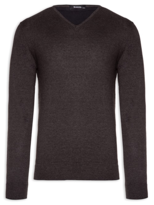 Suéter Masculino Gola V - Cinza