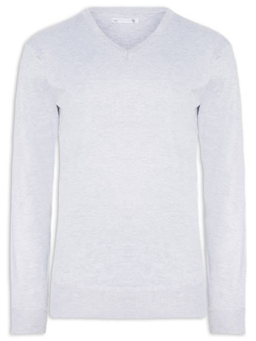 Suéter Masculino Gola V – Cinza