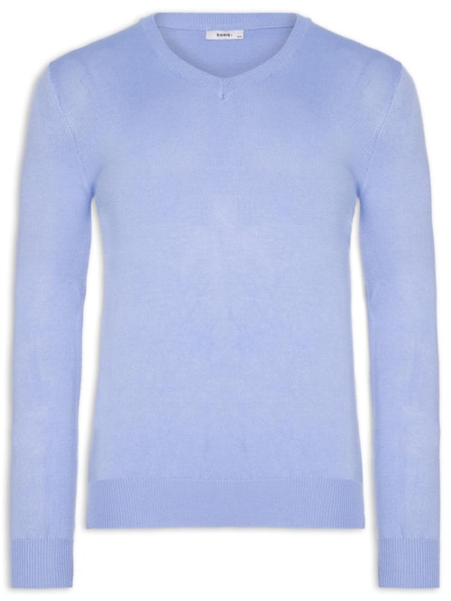 Suéter Masculino Gola V Color Básico – Azul