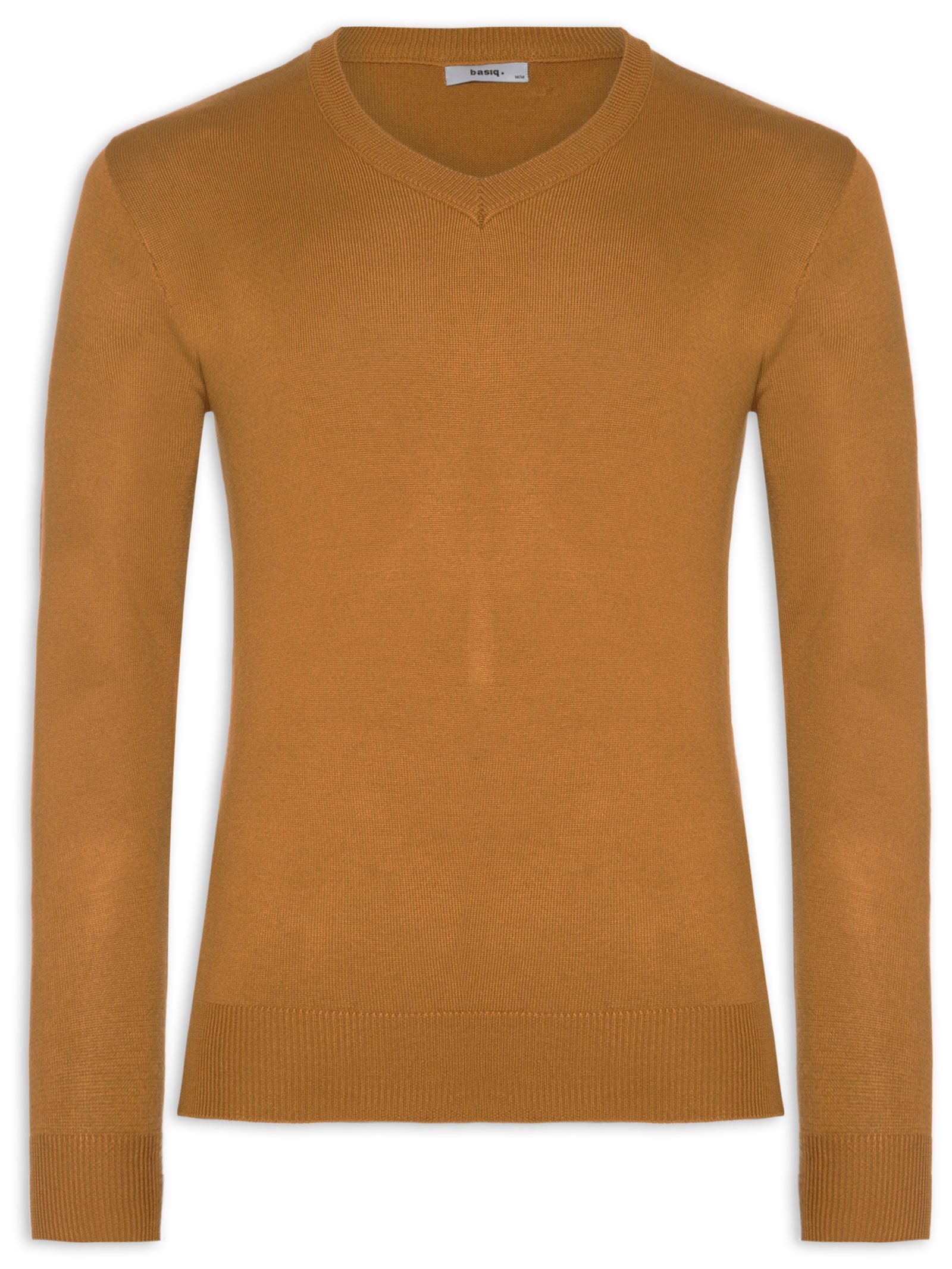 Suéter Masculino Gola V Color Básico Bege  Basiq Men