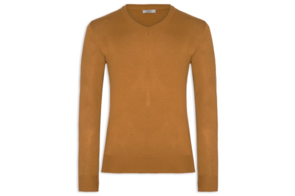 Suéter Masculino Gola V Color Básico - Bege 