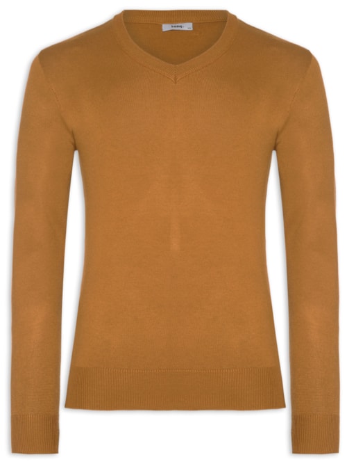 Suéter Masculino Gola V Color Básico – Bege