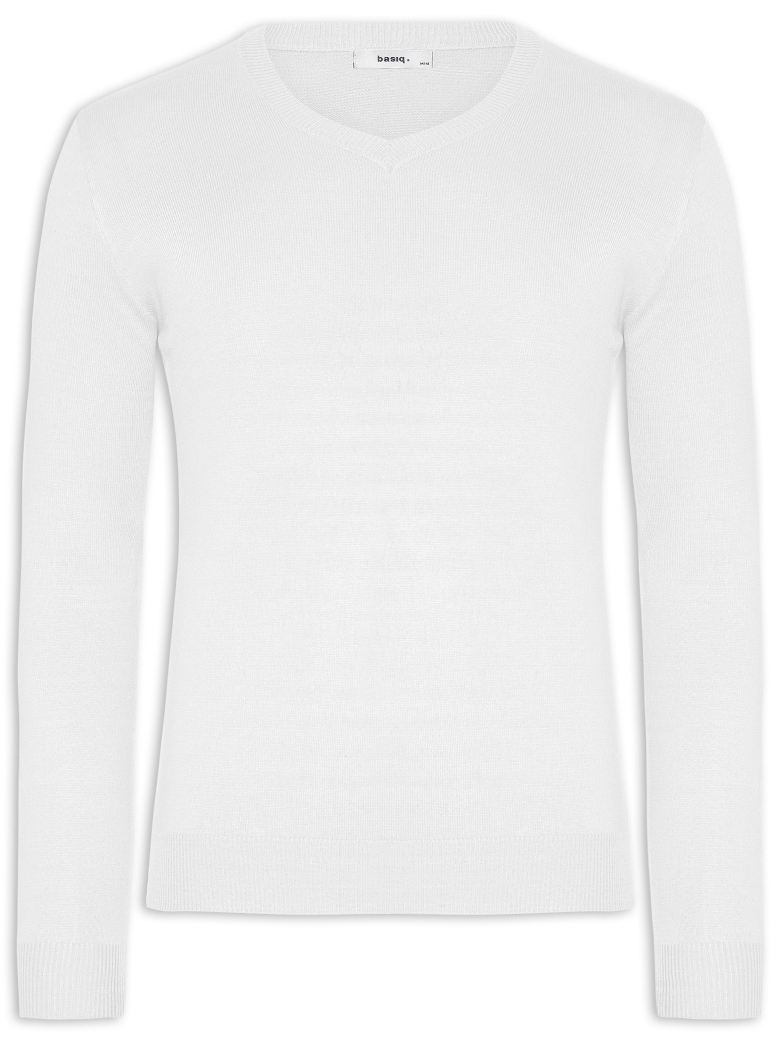 Suéter Masculino Gola V Color Básico Branco Basiq Men