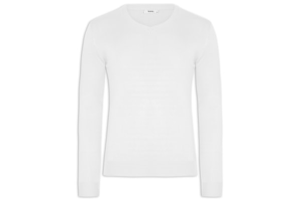 Suéter Masculino Gola V Color Básico - Branco