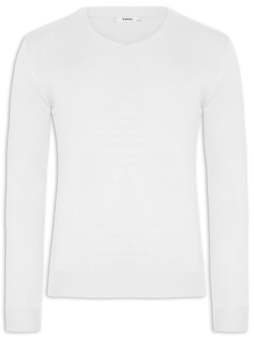 Suéter Masculino Gola V Color Básico – Branco