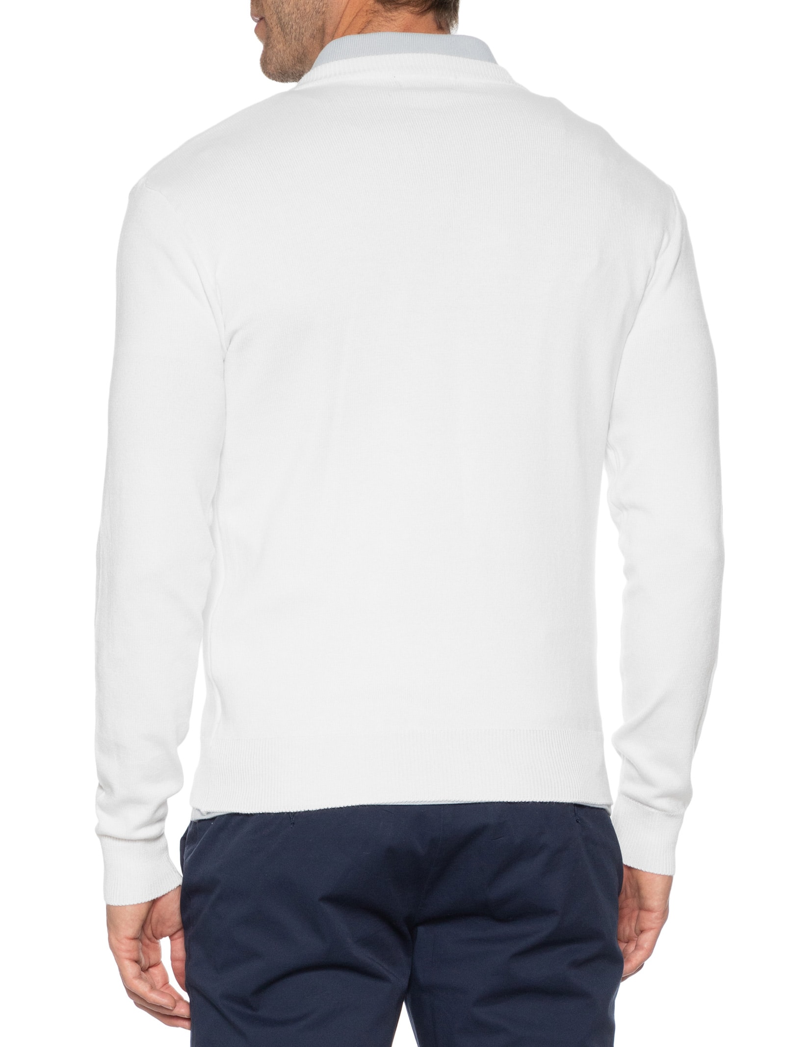 Suéter Masculino Gola V Color Básico Branco Basiq Men