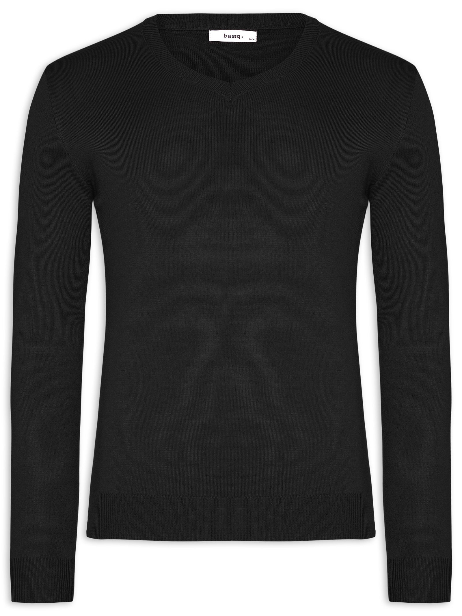 Suéter Masculino Gola V Color Básico Preto Basiq Men