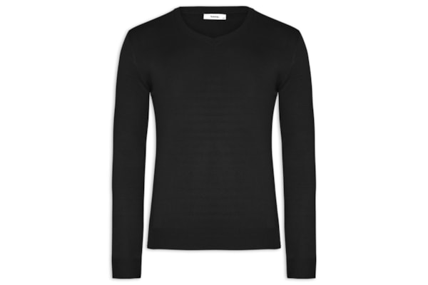Suéter Masculino Gola V Color Básico - Preto