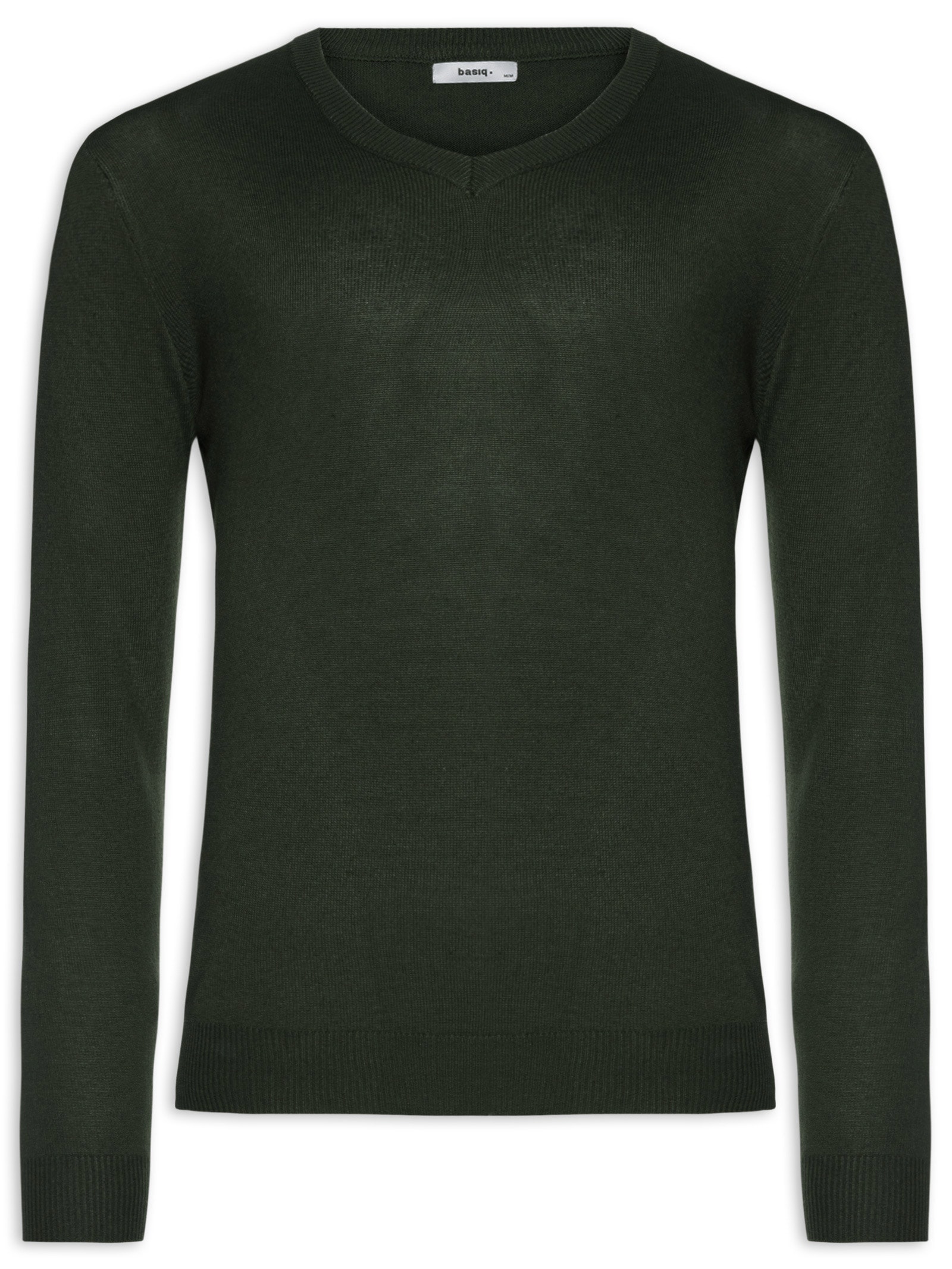 Suéter Masculino Gola V Color Básico Verde Basiq Men