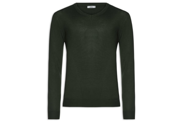 Suéter Masculino Gola V Color Básico - Verde