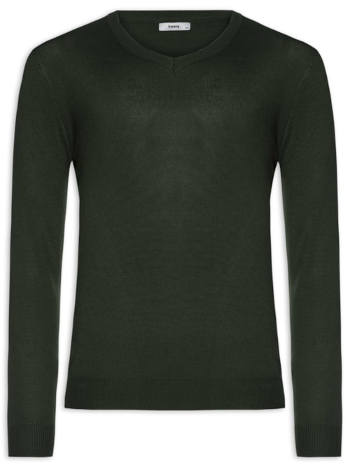 Suéter Masculino Gola V Color Básico – Verde