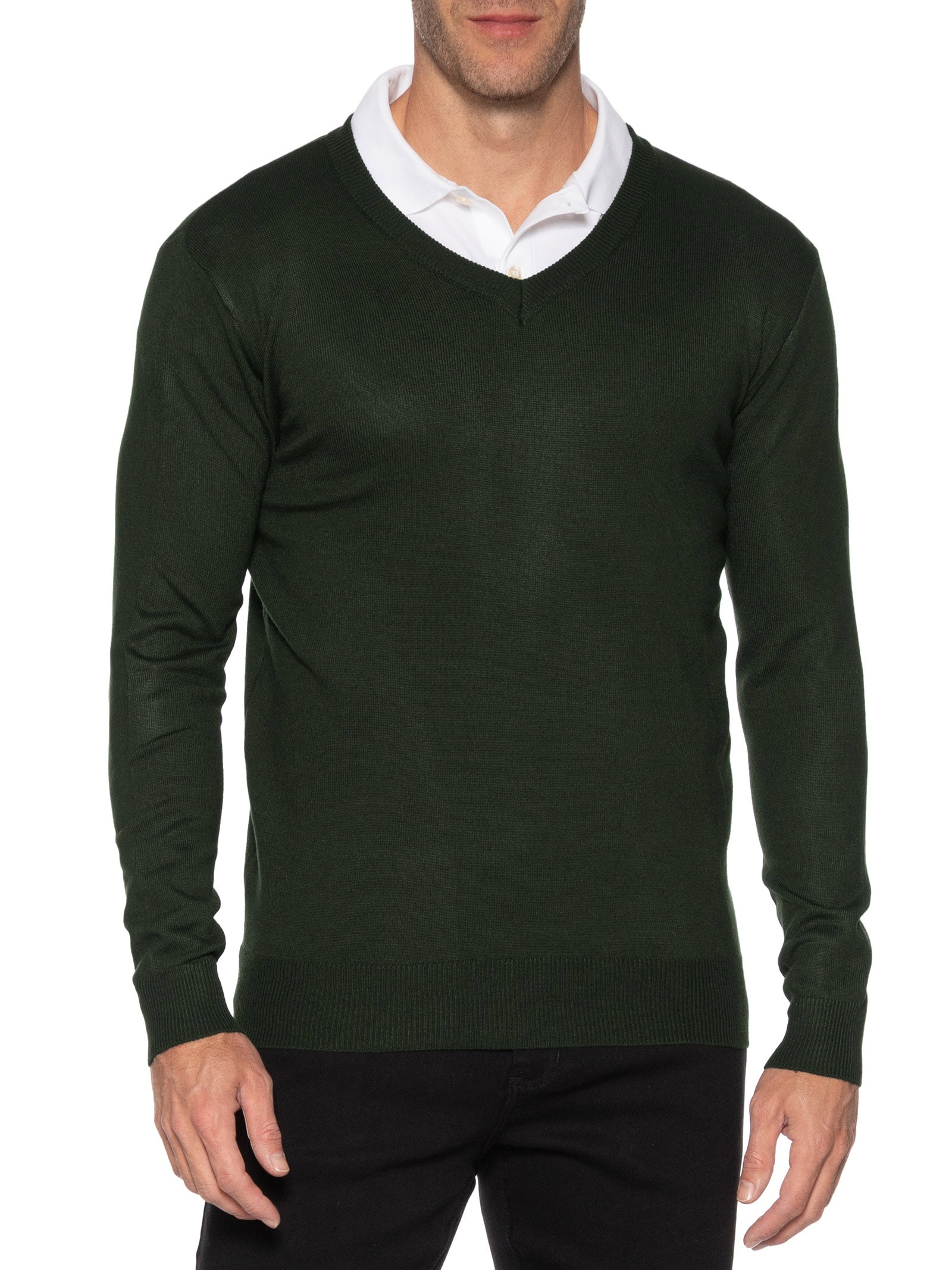 Suéter Masculino Gola V Color Básico Verde Basiq Men