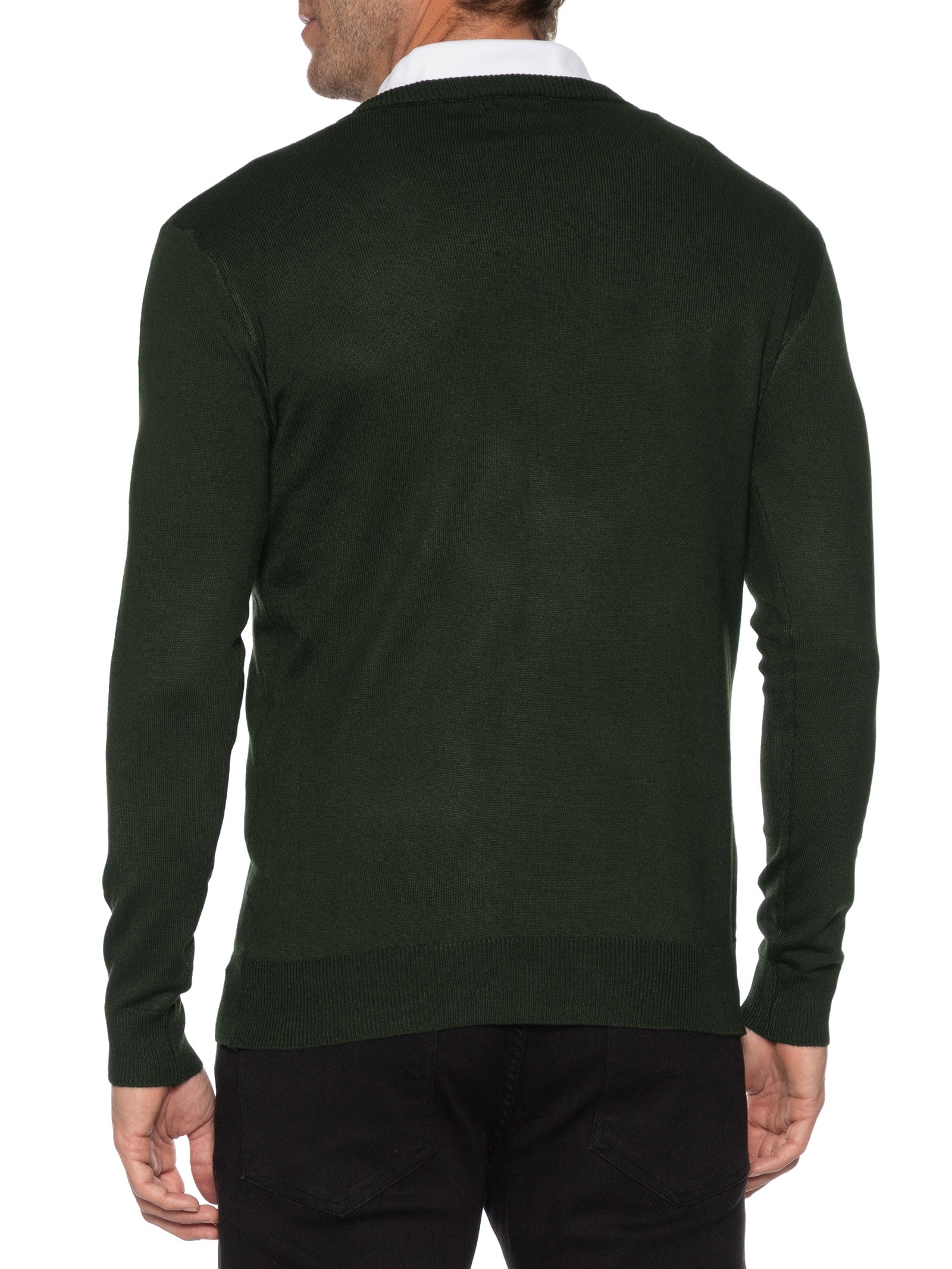 Suéter Masculino Gola V Color Básico Verde Basiq Men