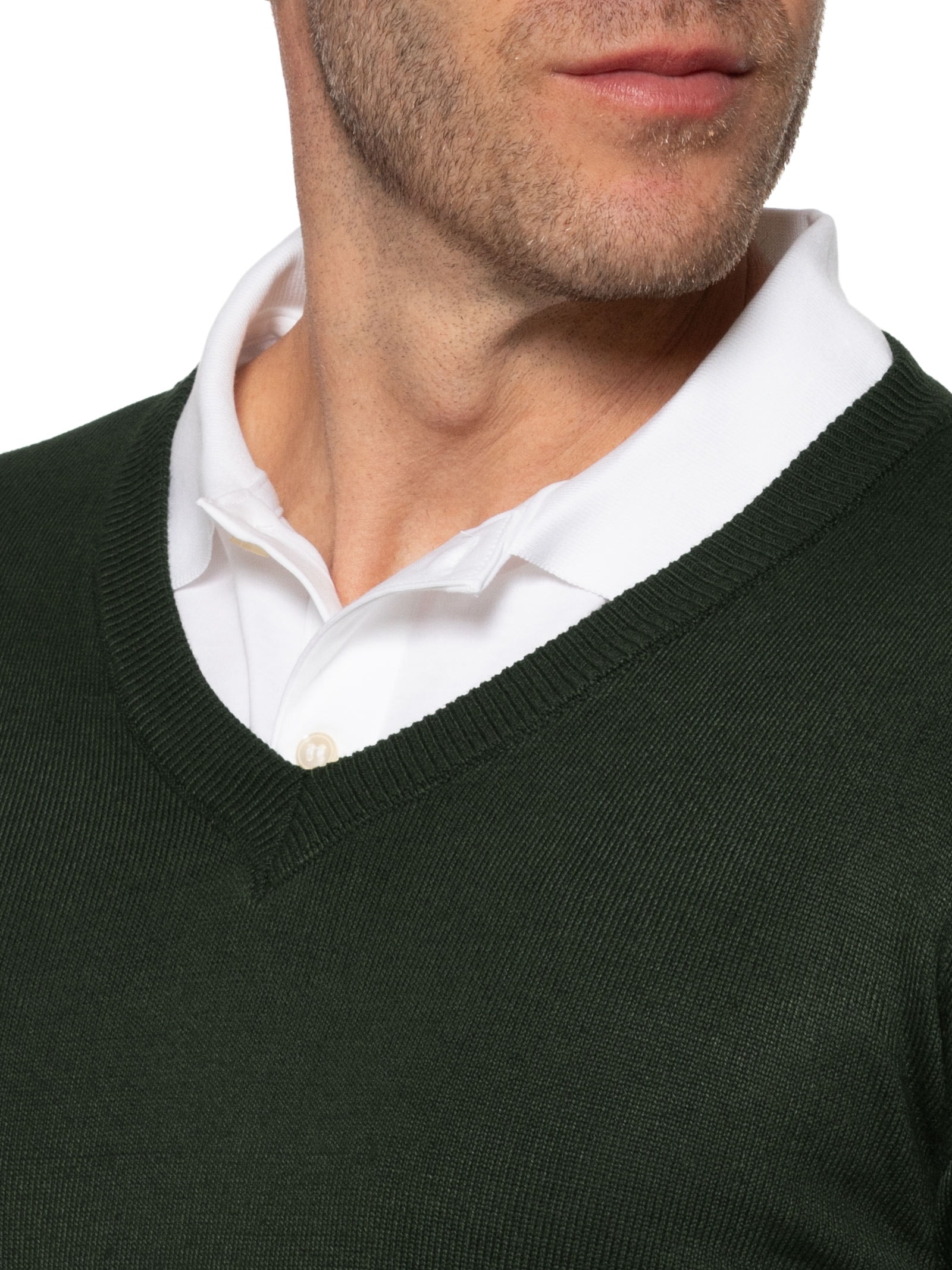 Suéter Masculino Gola V Color Básico Verde Basiq Men