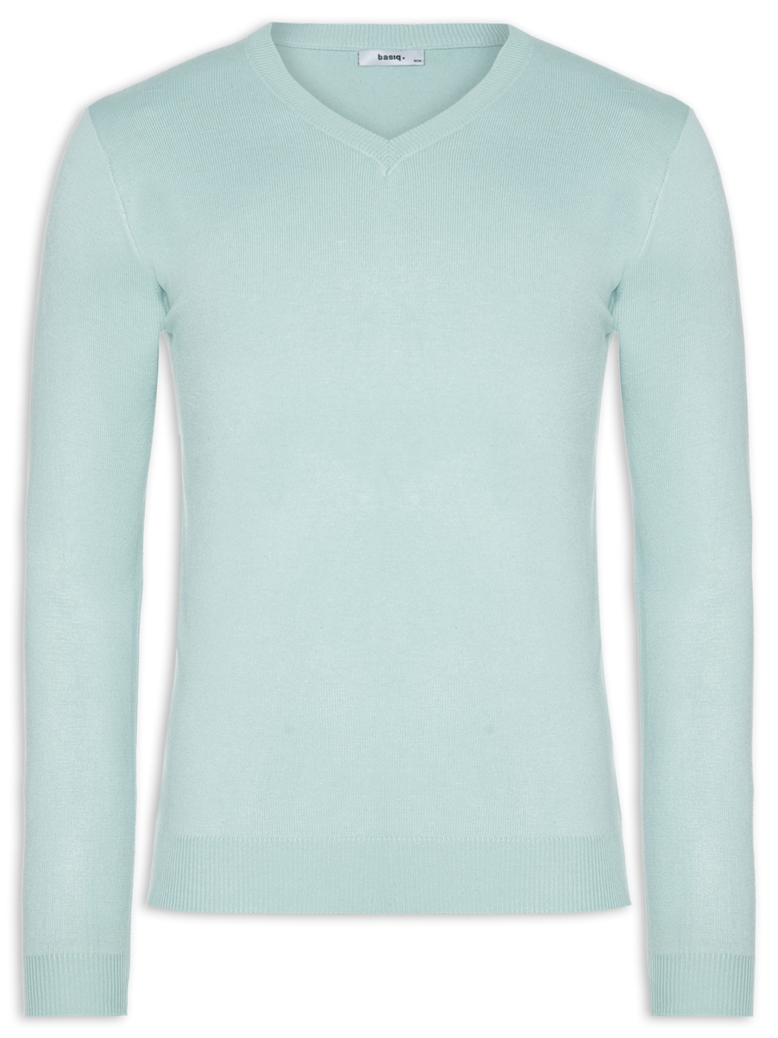 Suéter Masculino Gola V Color Básico Verde Basiq Men