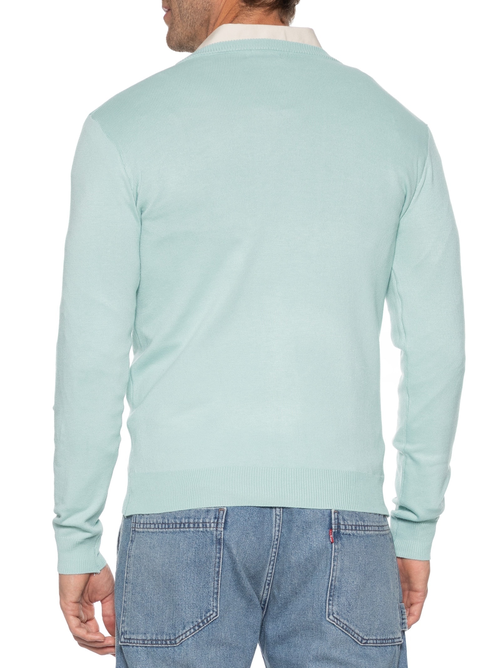 Suéter Masculino Gola V Color Básico Verde Basiq Men
