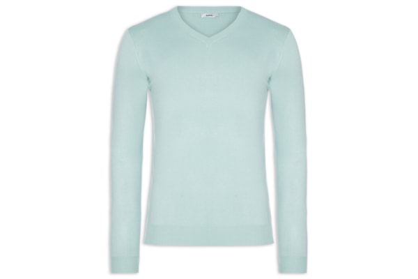 Suéter Masculino Gola V Color Básico - Verde