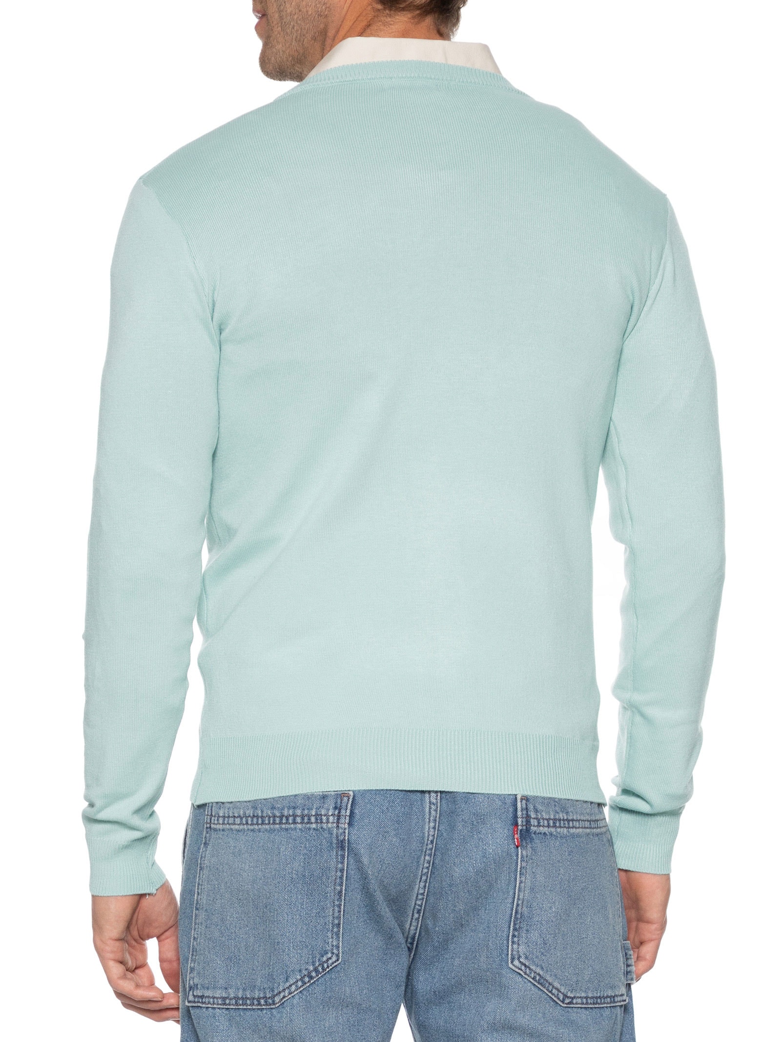 Suéter Masculino Gola V Color Básico Verde Basiq Men