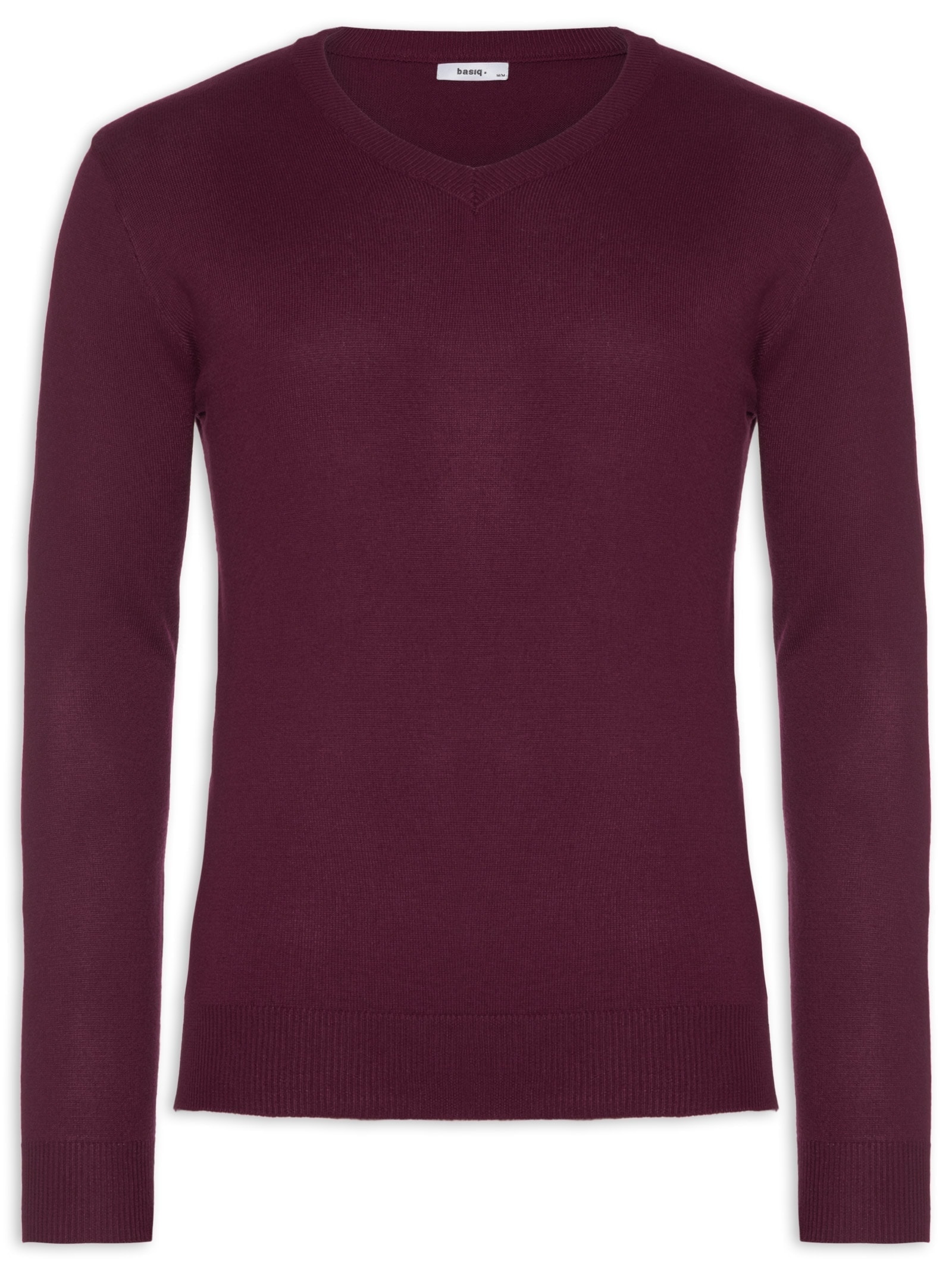 Suéter Masculino Gola V Color Básico Vermelho Basiq Men