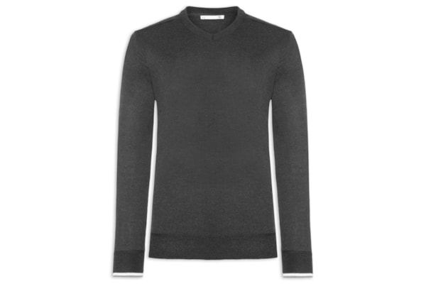 Suéter Masculino Gola V Detalhe Ombro - Preto