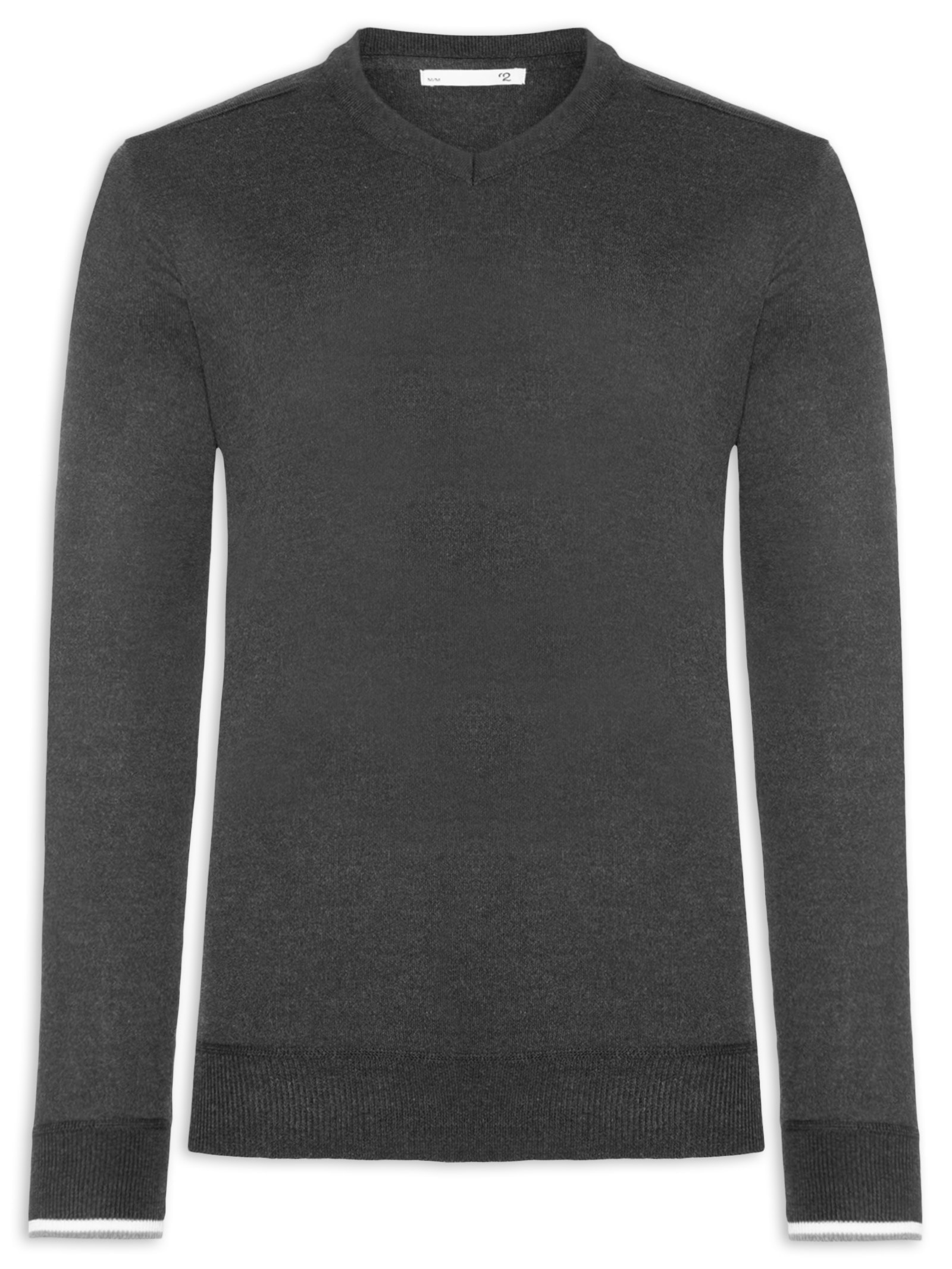 Suéter Masculino Gola V Detalhe Ombro Preto '2 Essential