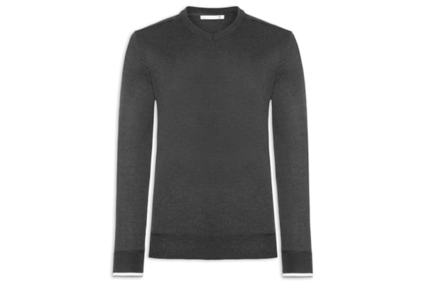 Suéter Masculino Gola V Detalhe Ombro - Preto