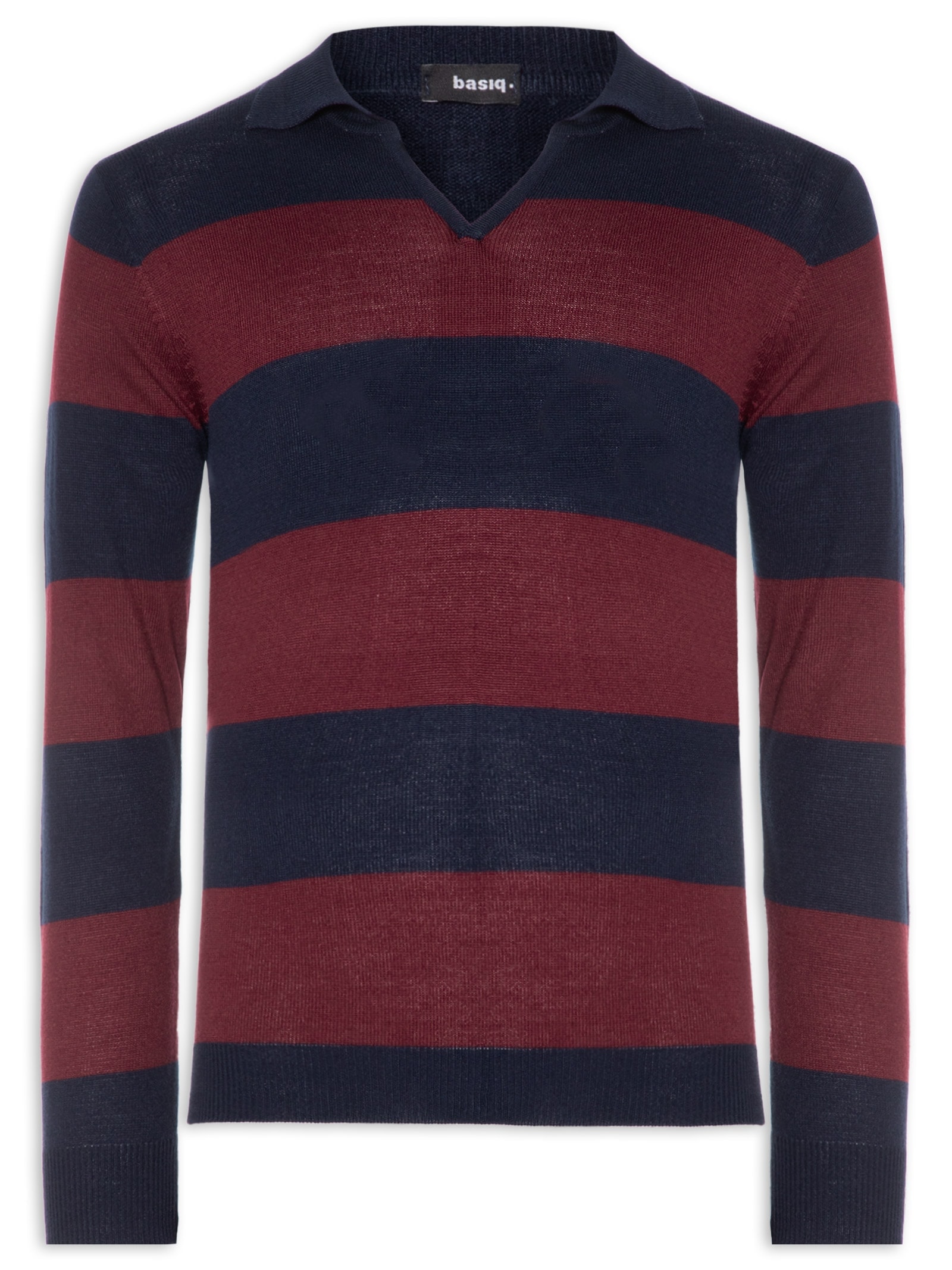 Suéter Masculino Gola V Listrado – Vermelho Basiq Men