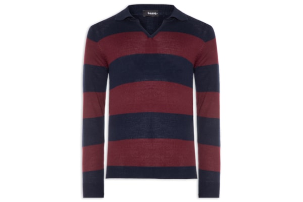 Suéter Masculino Gola V Listrado – Vermelho