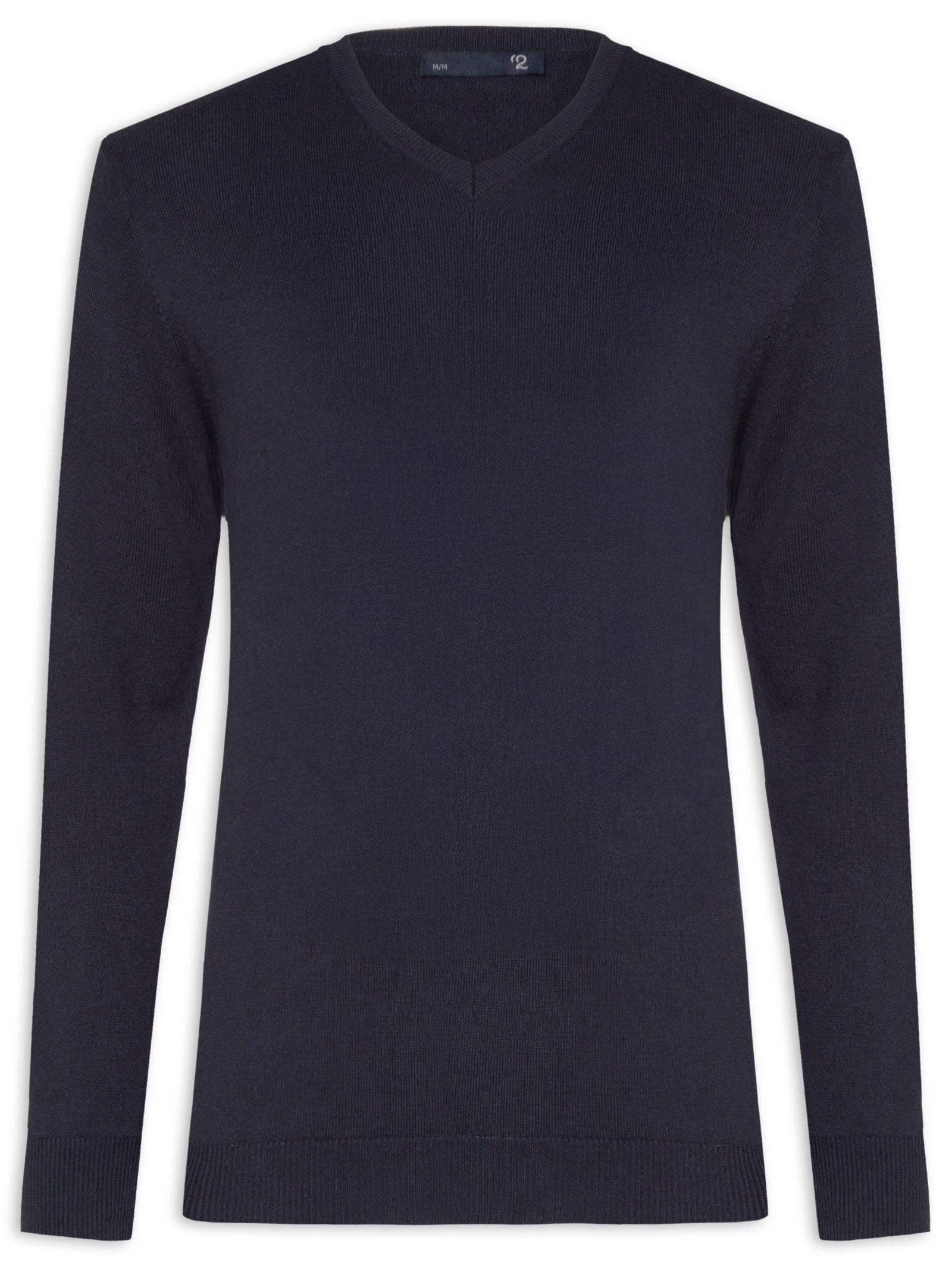 Suéter Masculino Gola V Manga Longa Algodão Pima com Cashmere Azul '2 Essential