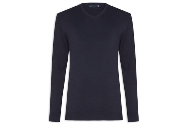 Suéter Masculino Gola V Manga Longa Algodão Pima com Cashmere - Azul